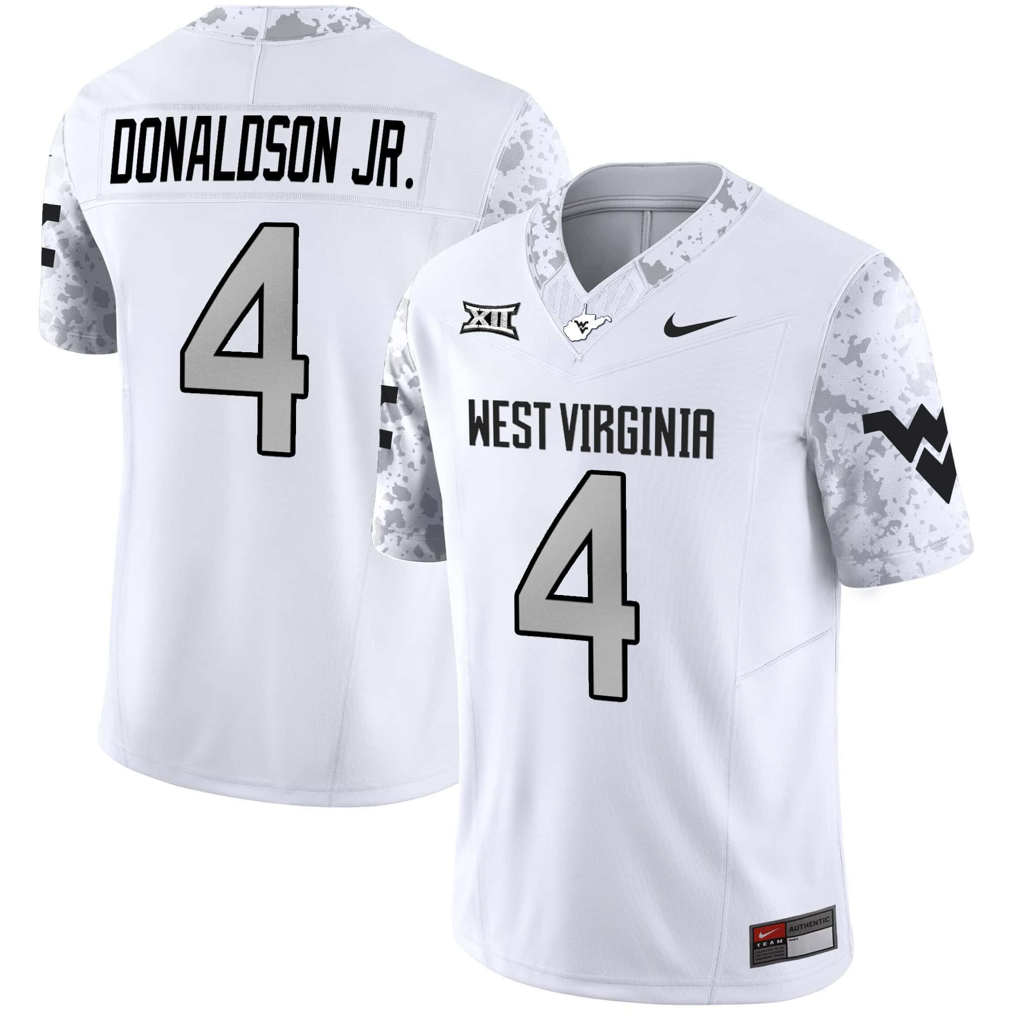 Men West Virginia Mountaineers #4 Donaldson jr White 2024 Nike Vapor Limited NCAA Jersey